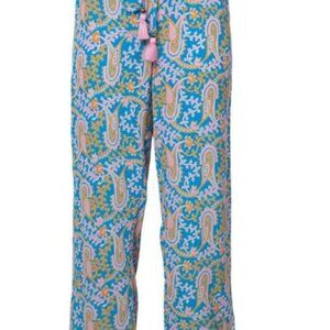FIGUE Goa Bahia Beach Paisley Straight Legged Pants Pom Poms at hem